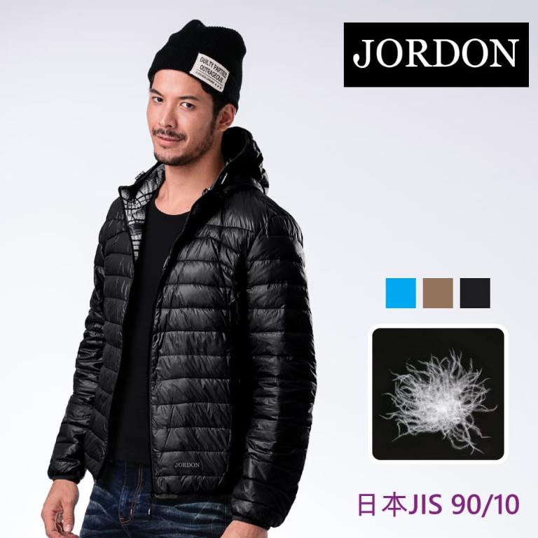 JORDON 雙配色 橫紋 輕量羽絨外套