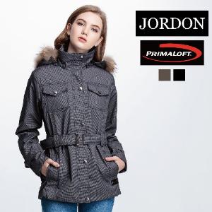 JORDON PrimaLoft 個性女款人造羽絨外套 低調奢華毛條軍裝