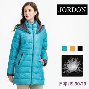 JORDON 女款配色長版羽絨大衣