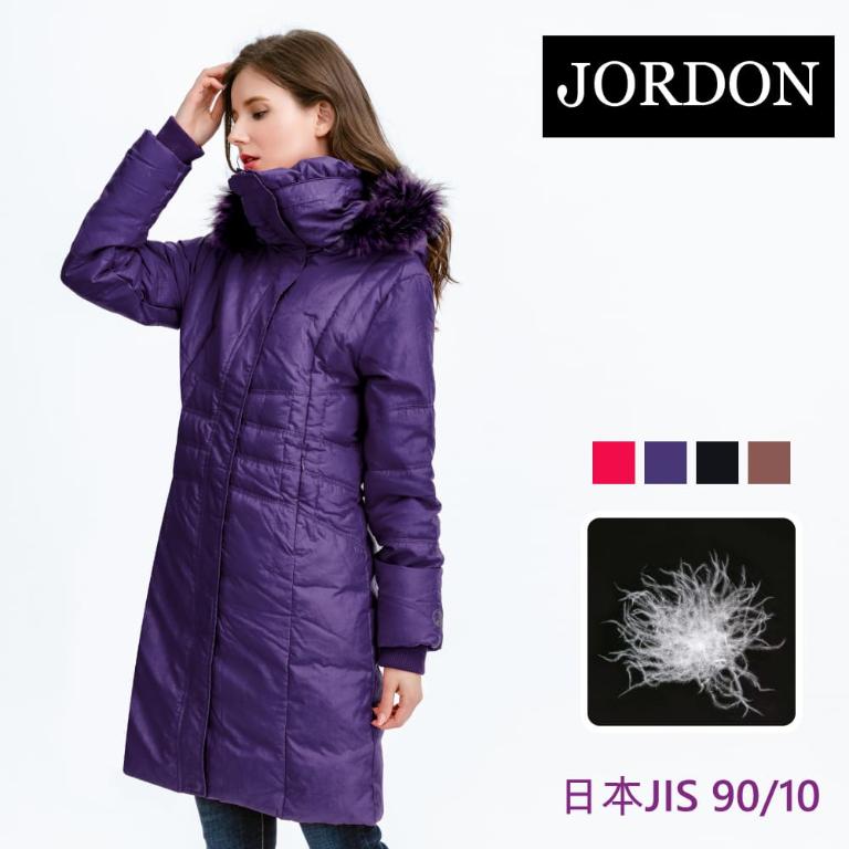 JORDON 女款都會華麗長版羽絨大衣
