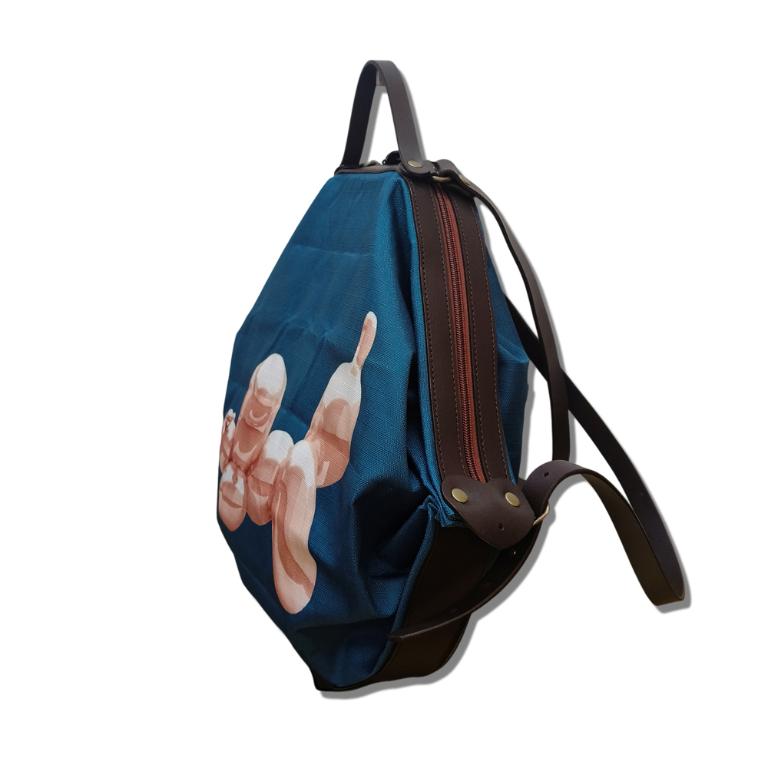 POPCORNGREEN折疊三用後背包(Ｍ)藝術家聯名款氣球狗(寶石藍)