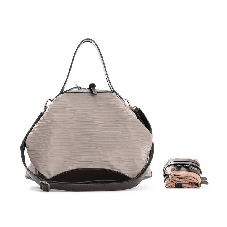 POPCORNGREEN LADYBAG(水桶包)三用斜背包(M)皺褶大象灰