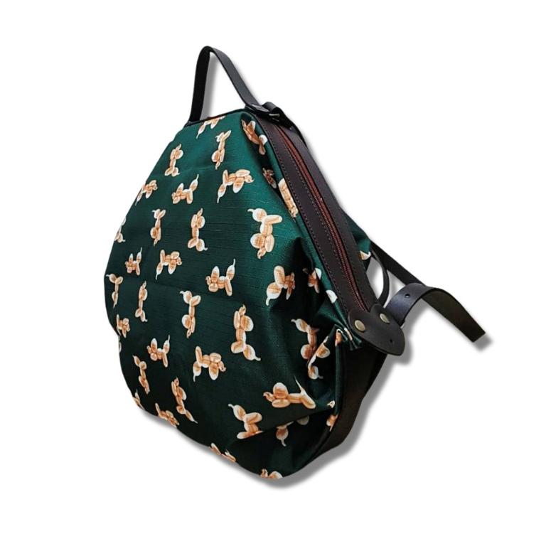 POPCORNGREEN折疊三用後背包(Ｍ)藝術家聯名款氣球狗-墨綠
