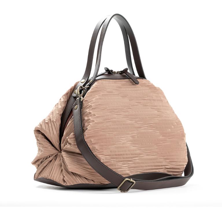 POPCORNGREEN LADYBAG(水桶包)三用斜背包(M)皺褶奶茶