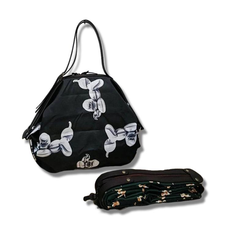 POPCORNGREEN摺疊旅行袋/L尺寸(經典限量版)藝術家聯名氣球狗(銀灰色)