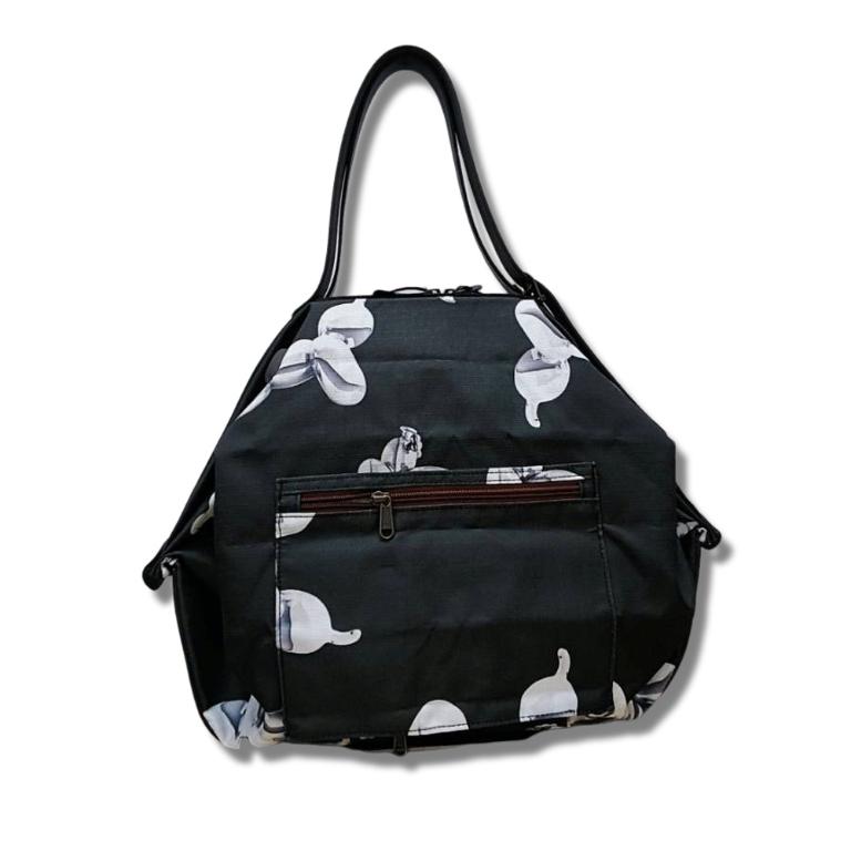 POPCORNGREEN摺疊旅行袋/L尺寸(經典限量版)藝術家聯名氣球狗(銀灰色)