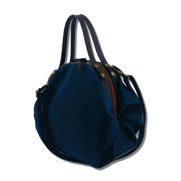 POPCORNGREEN LADYBAG(水桶包)三用斜背包(M)絲絨深寶藍