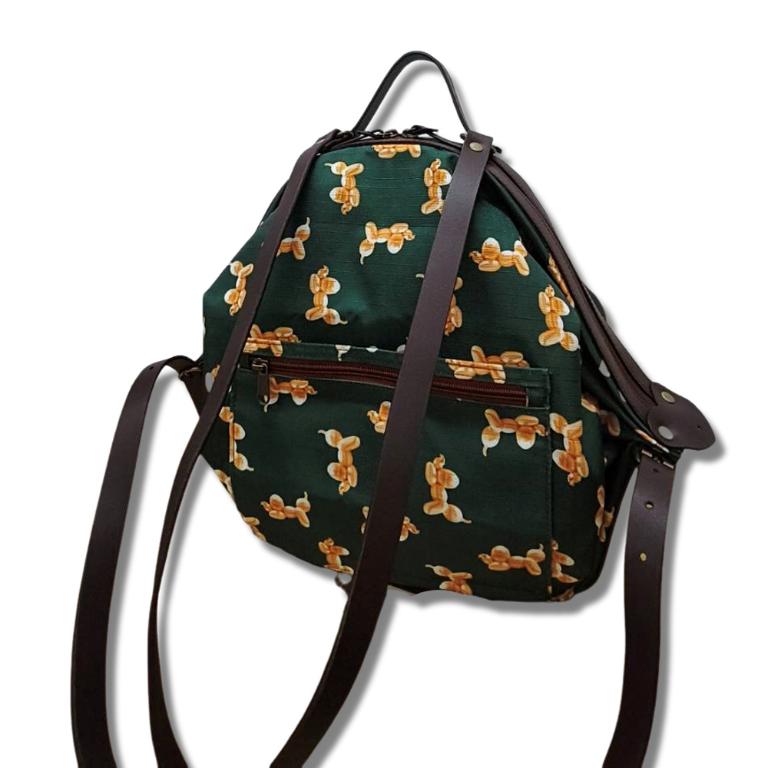 POPCORNGREEN折疊三用後背包(Ｍ)藝術家聯名款氣球狗-墨綠