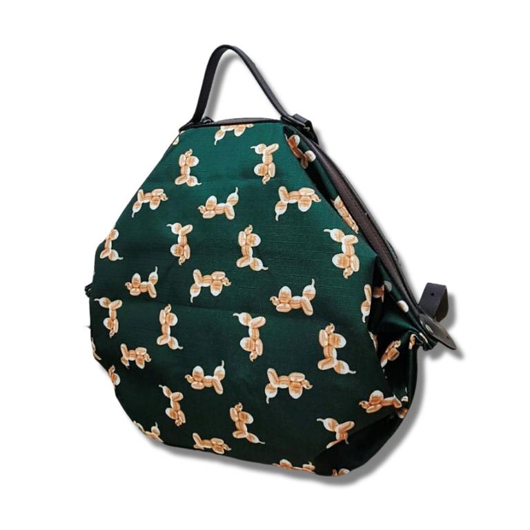 POPCORNGREEN折疊三用後背包(Ｍ)藝術家聯名款氣球狗-墨綠