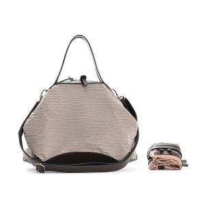 POPCORNGREEN LADYBAG(水桶包)三用斜背包(M)皺褶大象灰