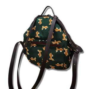 POPCORNGREEN折疊三用後背包(Ｍ)藝術家聯名款氣球狗-墨綠