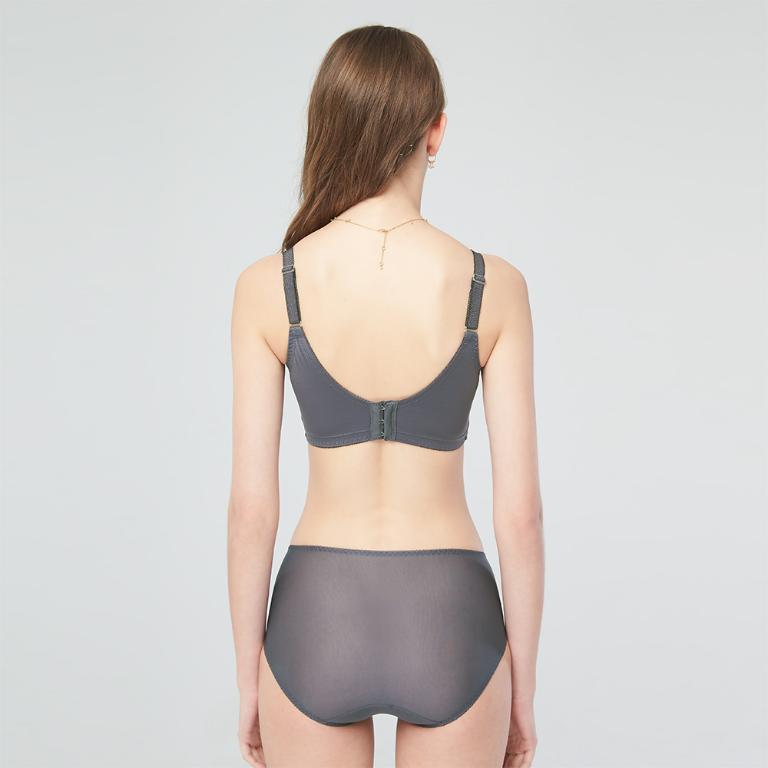 【思薇爾】柔塑曲線系列M-3XL蕾絲中腰三角女內褲(青黛灰)