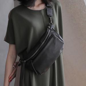 supportingrole 個性鉚釘 真皮隨身腰包 側背包黑