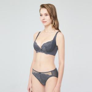【思薇爾】柔塑曲線系列M-XXL蕾絲低腰三角女內褲(青黛灰)