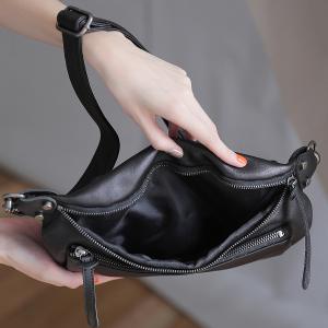 supportingrole 個性鉚釘 真皮隨身腰包 側背包黑