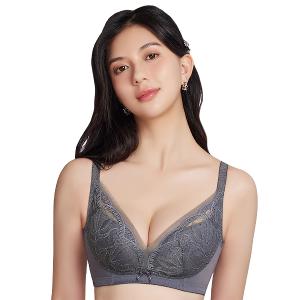 【思薇爾】柔塑曲線系列B-F罩無鋼圈調整型蕾絲集中包覆塑身女內衣(青黛灰)