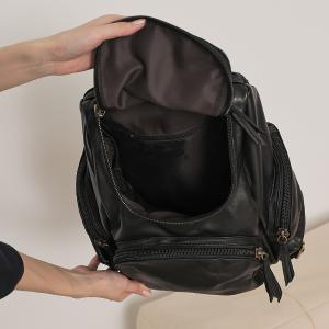 supportingrole 輕量羊皮U開口多空間設計後背包 黑