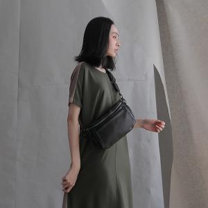 supportingrole 個性鉚釘 真皮隨身腰包 側背包黑