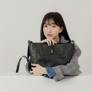 supportingrole 真皮極簡四方都市肩側背包 黑