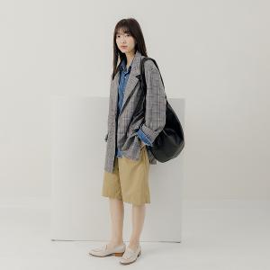 supportingrole 真皮優雅摩登都市肩側手提背包 黑