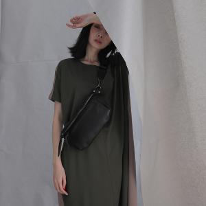 supportingrole 個性鉚釘 真皮隨身腰包 側背包黑