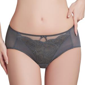 【思薇爾】柔塑曲線系列M-3XL蕾絲中腰三角女內褲(青黛灰)