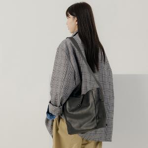 supportingrole 真皮極簡四方都市肩側背包 黑