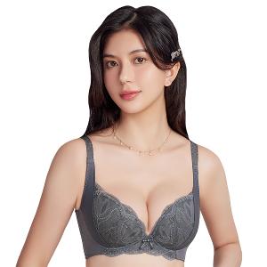 【思薇爾】柔塑曲線系列E-G罩調整型蕾絲集中包覆塑身女內衣(青黛灰)