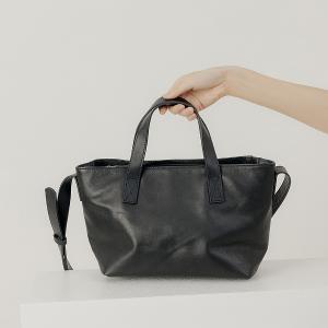 supportingrole 真皮四方2層都市手提肩側背包 黑