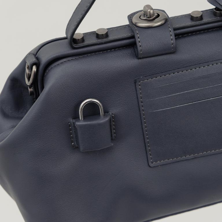 supportingrole 鉚釘鎖頭鑰匙真皮手提肩斜背3用醫生包 黑