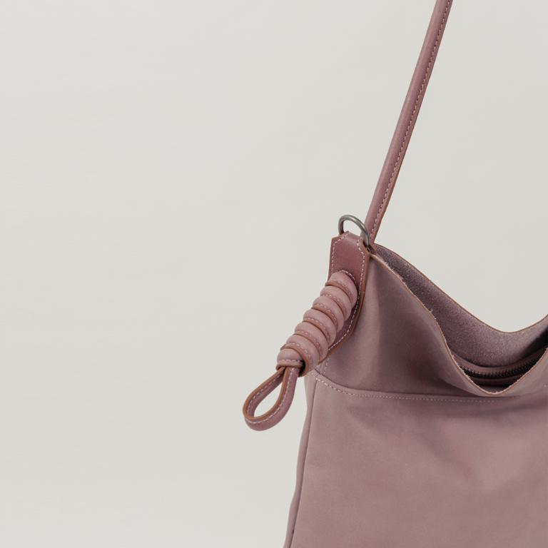 supportingrole 綁結設計廓型結構真皮手提肩斜背3用托特包 藕粉色