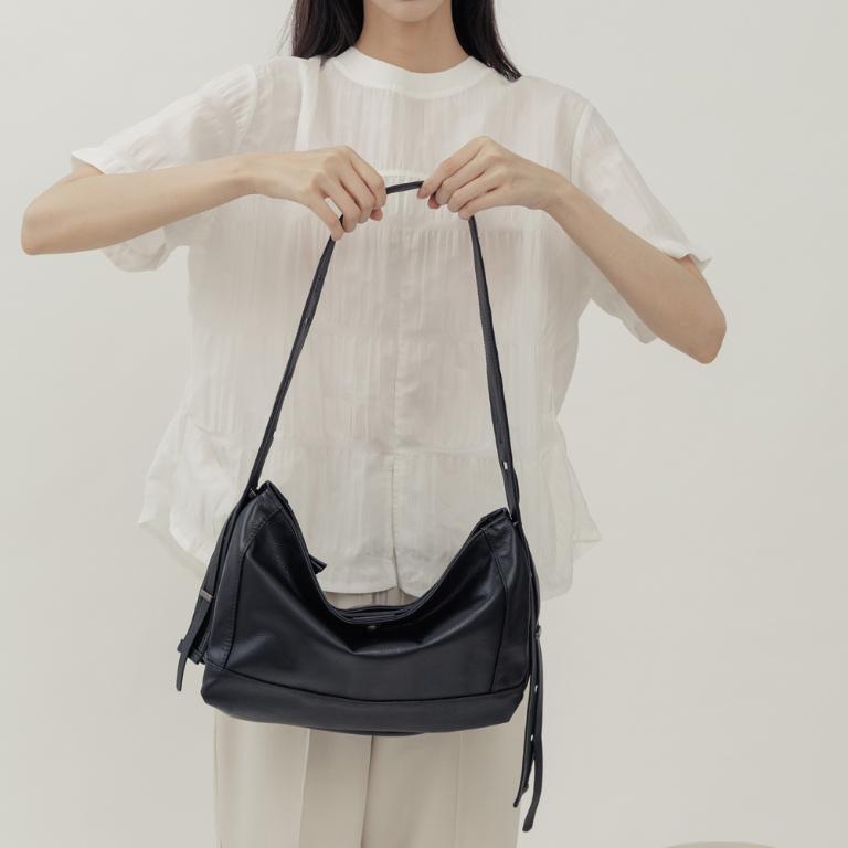 supportingrole 優雅時尚真皮多功能3用手提肩側背包 黑