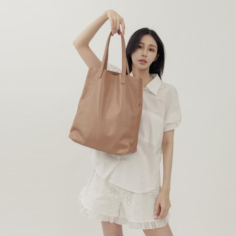 supportingrole 簡約設計子母包真皮手提肩側背托特包 咖啡