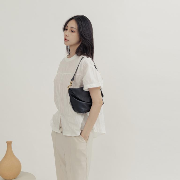 supportingrole 法式慵懶垂墜時髦真皮手提肩斜背3用包 黑