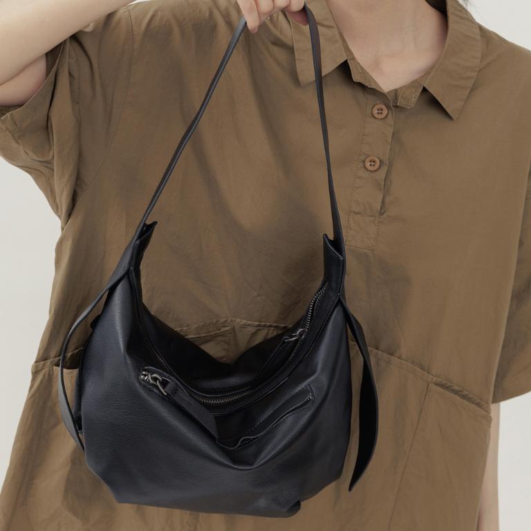 supportingrole 簡約真皮大方優雅斜肩背腋下包