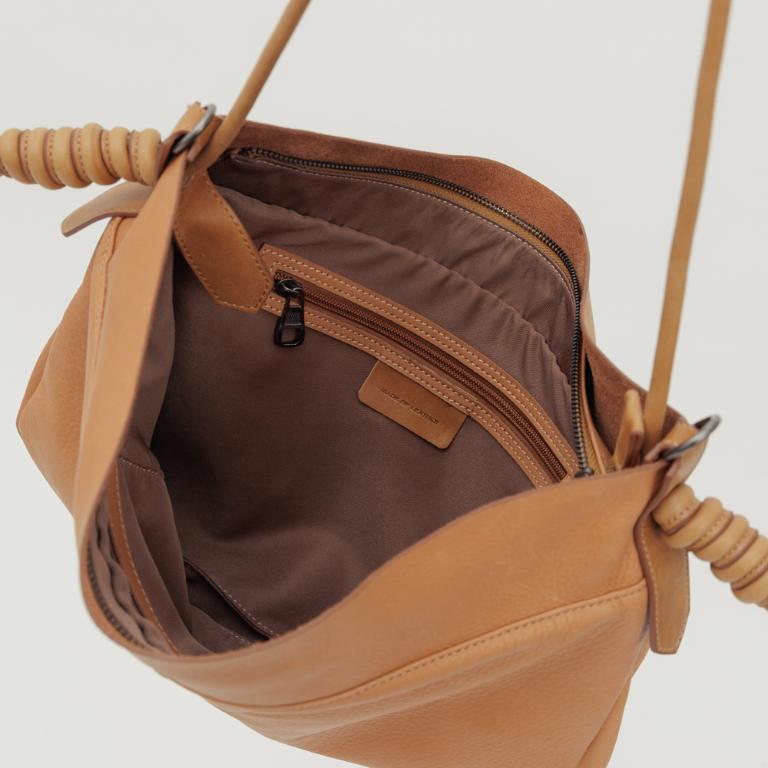 supportingrole 綁結設計寬廓型結構真皮手提肩斜背3用托特包 咖啡