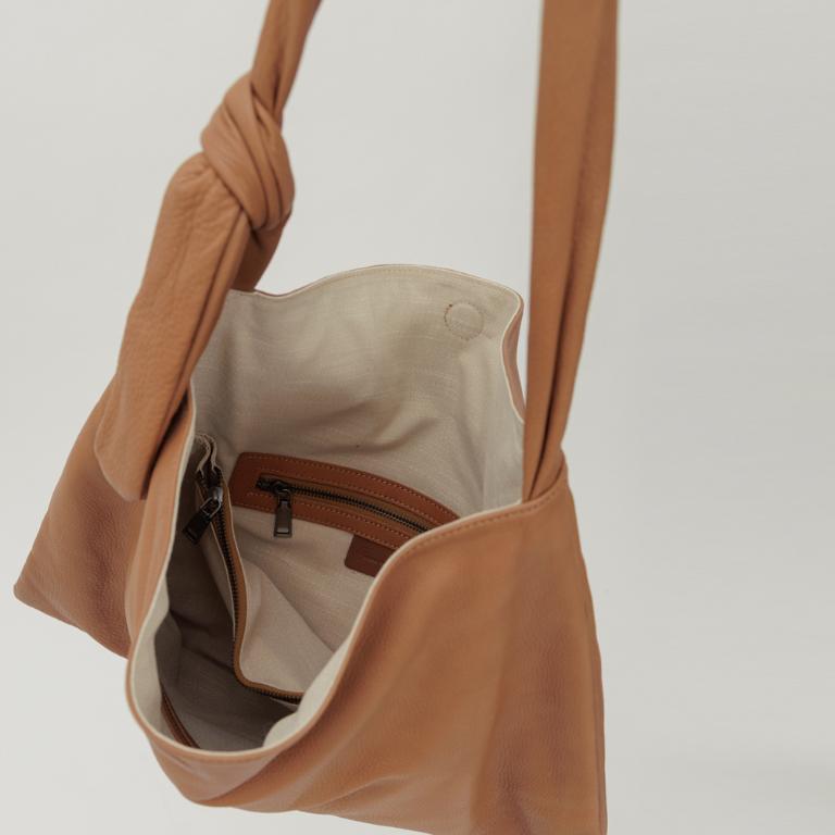 supportingrole 極簡結飾真皮托特包側背包 咖啡