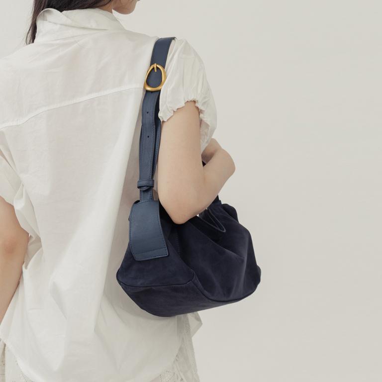 supportingrole 慵懶格調廓型結構真皮手提肩斜背包 藍