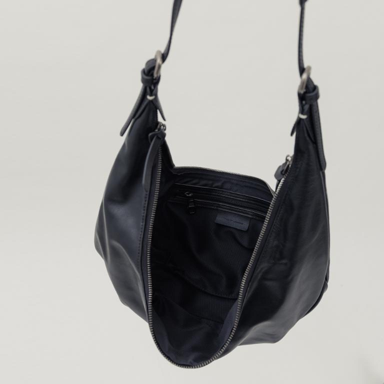 supportingrole   月牙垂墜慵懶時髦真皮手提肩斜背3用包 黑