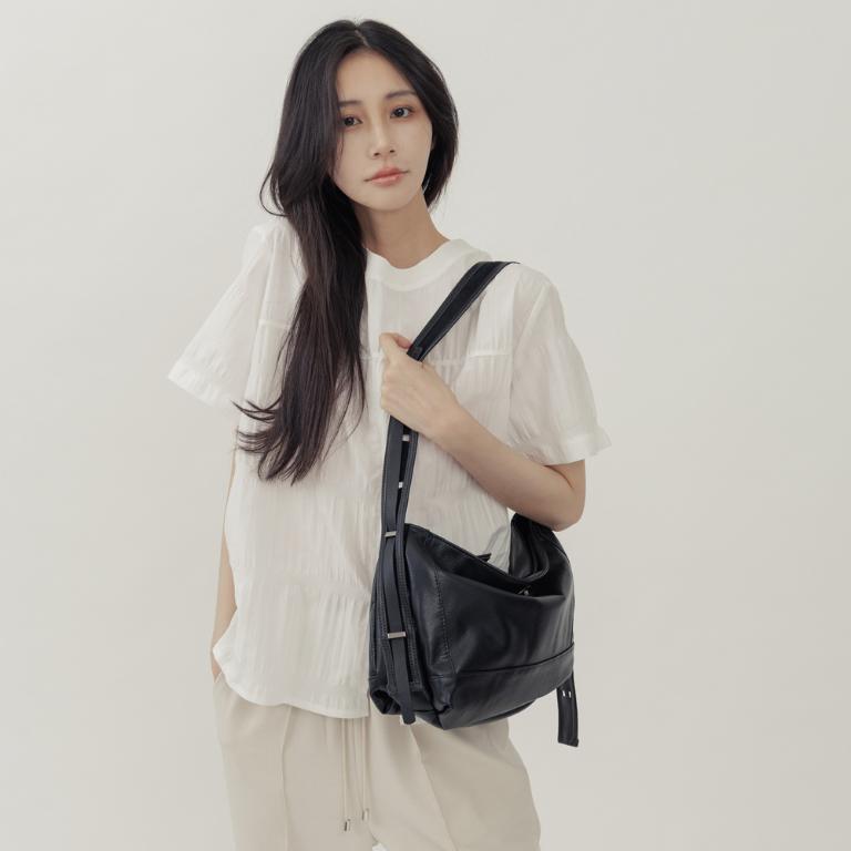 supportingrole 優雅時尚真皮多功能3用手提肩側背包 黑