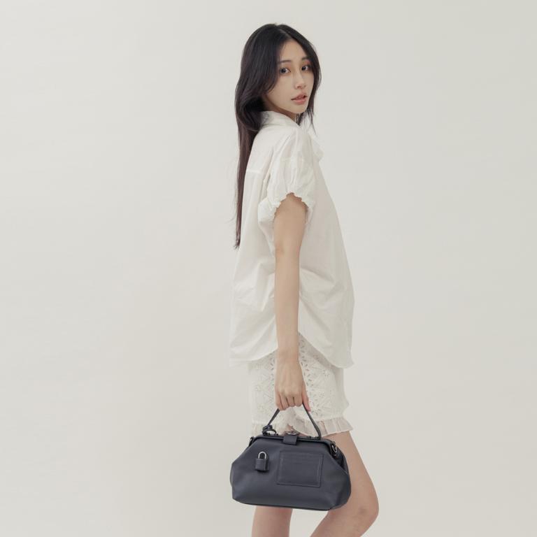 supportingrole 鉚釘鎖頭鑰匙真皮手提肩斜背3用醫生包 黑