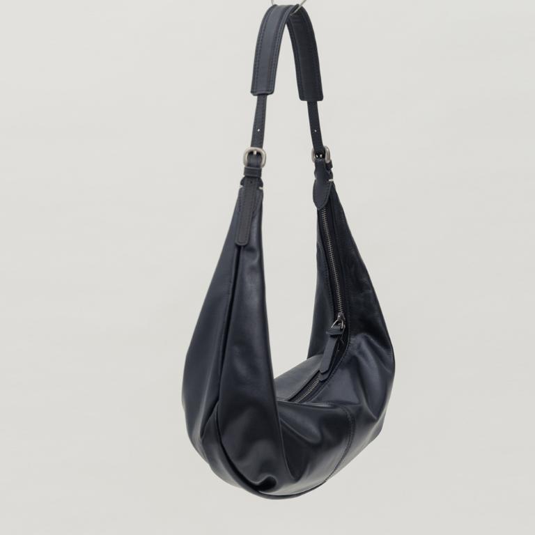 supportingrole   月牙垂墜慵懶時髦真皮手提肩斜背3用包 黑