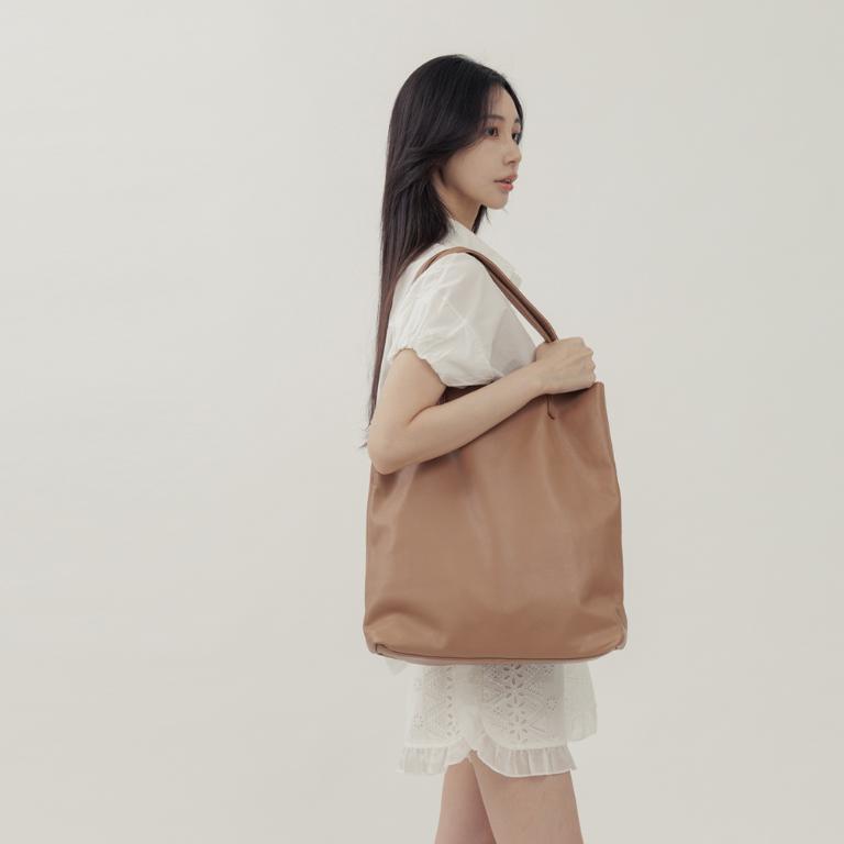 supportingrole 簡約設計子母包真皮手提肩側背托特包 咖啡