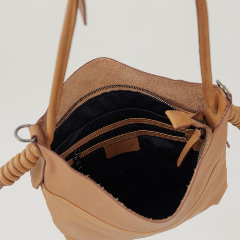 supportingrole 綁結設計廓型結構真皮手提肩斜背3用托特包 焦糖咖啡