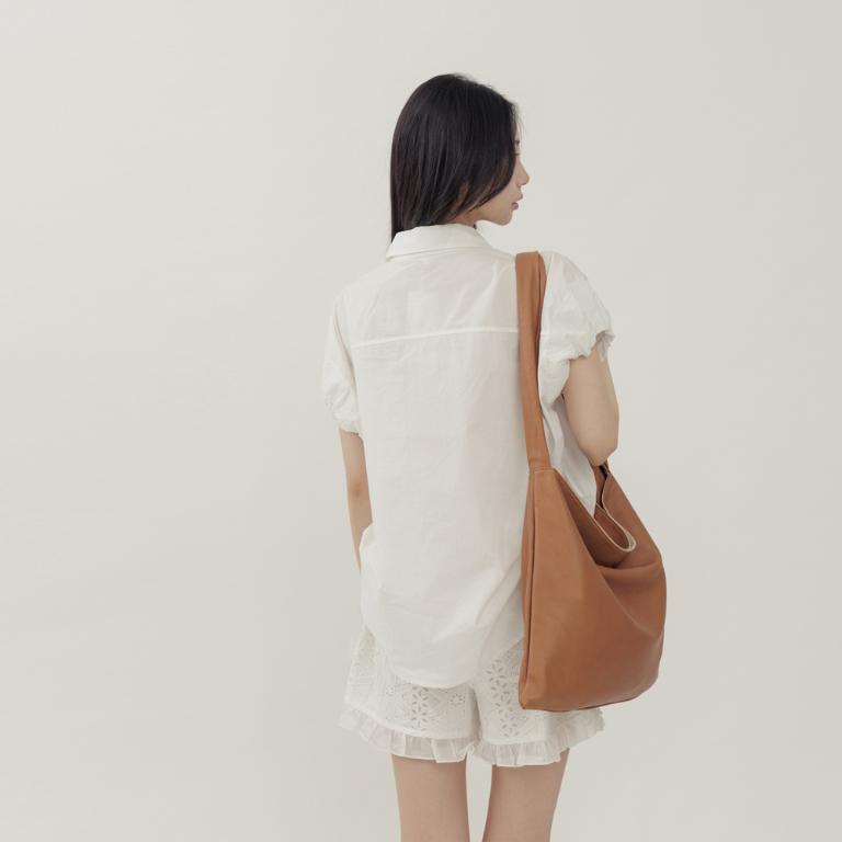 supportingrole 極簡結飾真皮托特包側背包 咖啡