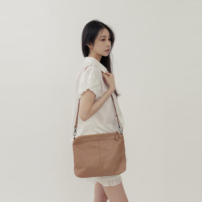 supportingrole 簡約設計子母包真皮手提肩側背托特包 咖啡