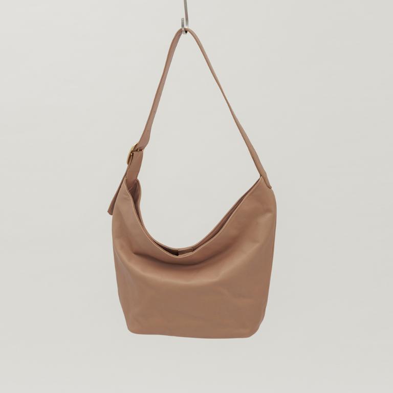 supportingrole 靈活搭配多分層簡潔真皮肩斜背包 奶茶