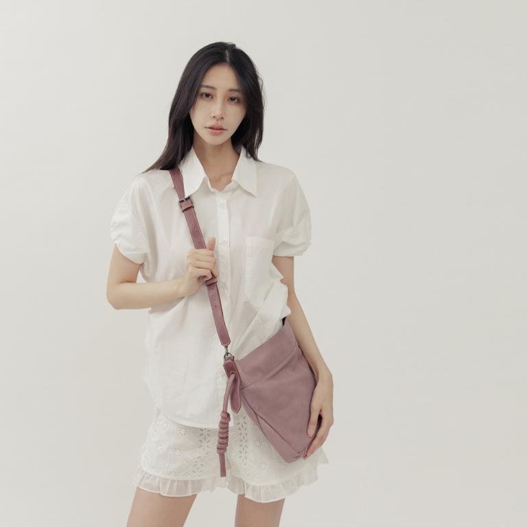 supportingrole  綁結設計寬廓型結構真皮手提肩斜背3用托特包 藕粉色