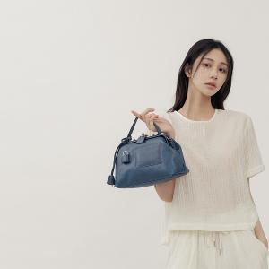 supportingrole 鉚釘鎖頭鑰匙真皮手提肩斜背3用醫生包 灰藍