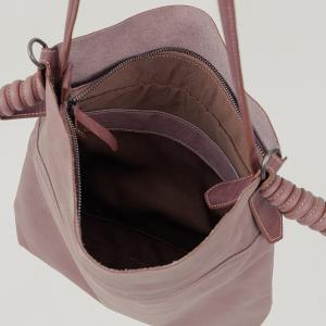 supportingrole 綁結設計廓型結構真皮手提肩斜背3用托特包 藕粉色